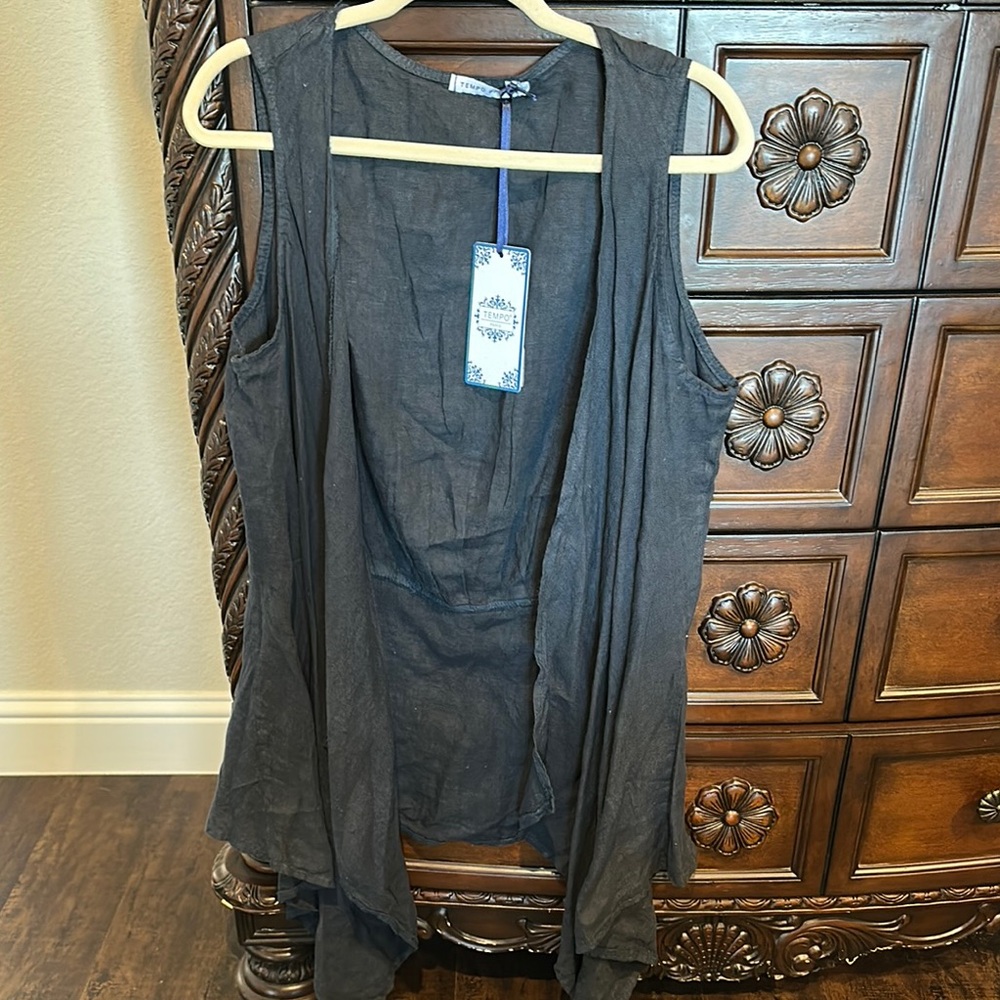 Chic Black Drape Vest